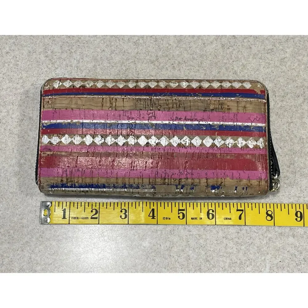 KATE SPADE New York Campus Lane Zip Around Striped Cork Clutch Wallet Cardholder